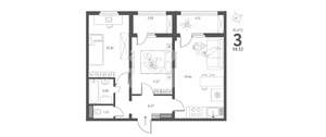 3-к квартира, вторичка, 59м2, 4/17 этаж