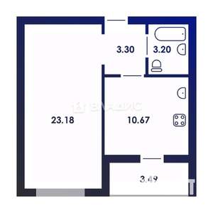 1-к квартира, вторичка, 41м2, 17/17 этаж