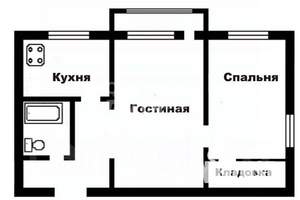 2-к квартира, вторичка, 44м2, 1/5 этаж