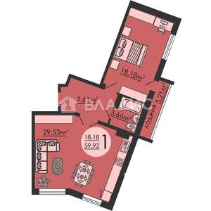 2-к квартира, вторичка, 58м2, 4/20 этаж