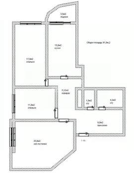 3-к квартира, вторичка, 91м2, 6/10 этаж