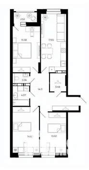 3-к квартира, строящийся дом, 85м2, 23/24 этаж
