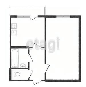 1-к квартира, вторичка, 33м2, 1/2 этаж