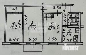 3-к квартира, вторичка, 57м2, 5/5 этаж
