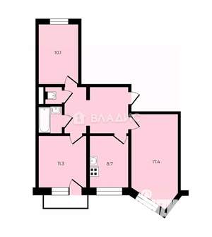 3-к квартира, вторичка, 64м2, 5/9 этаж