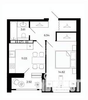 1-к квартира, вторичка, 38м2, 20/23 этаж