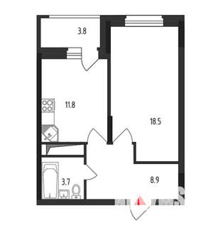 1-к квартира, вторичка, 45м2, 9/19 этаж