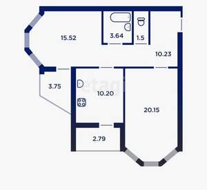 2-к квартира, вторичка, 65м2, 9/17 этаж