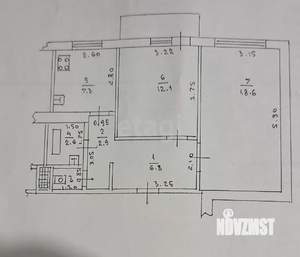 2-к квартира, вторичка, 60м2, 1/6 этаж