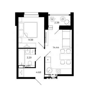 2-к квартира, вторичка, 55м2, 18/24 этаж