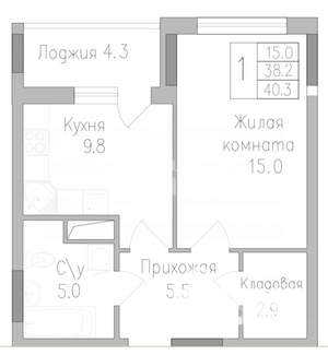 1-к квартира, вторичка, 40м2, 3/19 этаж