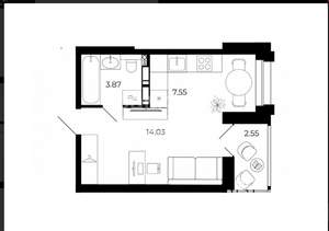 1-к квартира, вторичка, 28м2, 15/15 этаж