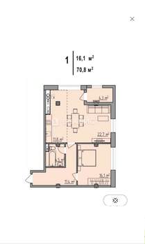 2-к квартира, вторичка, 71м2, 2/7 этаж