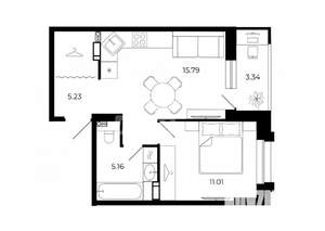 1-к квартира, вторичка, 42м2, 6/12 этаж
