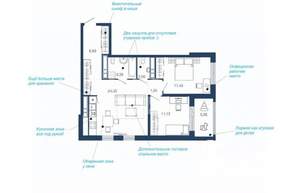 2-к квартира, вторичка, 71м2, 7/23 этаж