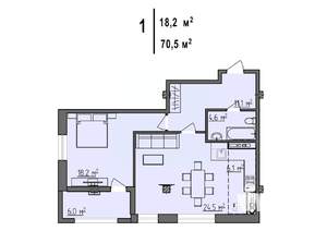 2-к квартира, строящийся дом, 70м2, 3/7 этаж