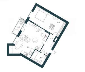 2-к квартира, вторичка, 57м2, 14/19 этаж
