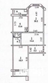 2-к квартира, вторичка, 76м2, 1/18 этаж