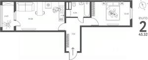 1-к квартира, вторичка, 45м2, 5/17 этаж