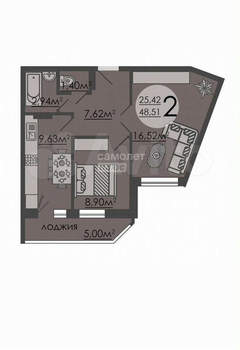 2-к квартира, вторичка, 52м2, 7/20 этаж