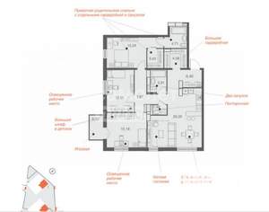 3-к квартира, вторичка, 107м2, 25/25 этаж