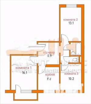 3-к квартира, вторичка, 65м2, 10/10 этаж
