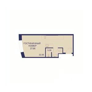 1-к квартира, вторичка, 22м2, 19/23 этаж