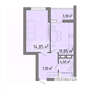 1-к квартира, вторичка, 41м2, 2/19 этаж