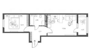 1-к квартира, вторичка, 38м2, 3/17 этаж