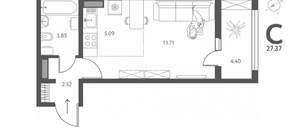 Студия квартира, вторичка, 27м2, 5/17 этаж