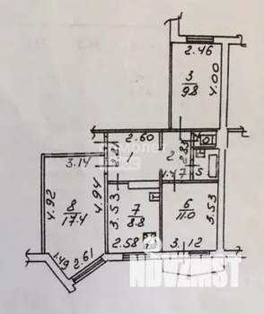 3-к квартира, вторичка, 63м2, 7/9 этаж