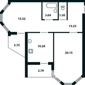 2-к квартира, строящийся дом, 65м2, 4/17 этаж