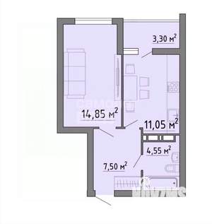 1-к квартира, вторичка, 41м2, 2/19 этаж