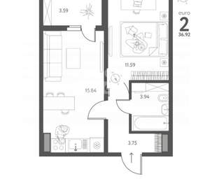 1-к квартира, вторичка, 37м2, 13/17 этаж
