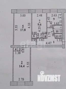 3-к квартира, вторичка, 59м2, 2/5 этаж