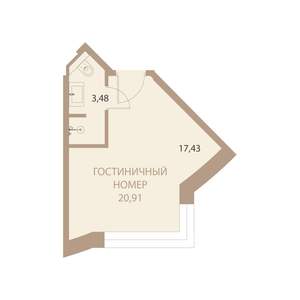 1-к квартира, вторичка, 21м2, 14/23 этаж