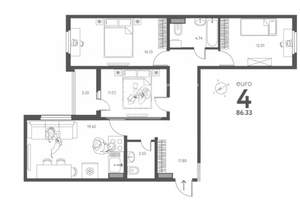 3-к квартира, вторичка, 86м2, 9/17 этаж
