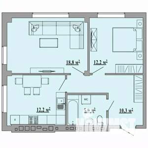 2-к квартира, вторичка, 61м2, 3/5 этаж