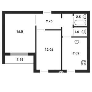 2-к квартира, строящийся дом, 52м2, 3/5 этаж