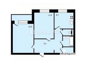 2-к квартира, вторичка, 52м2, 6/10 этаж