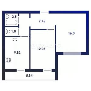 2-к квартира, вторичка, 51м2, 7/10 этаж