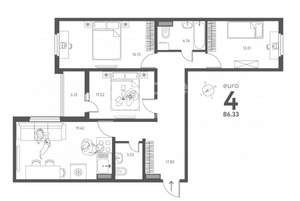 4-к квартира, вторичка, 86м2, 14/17 этаж