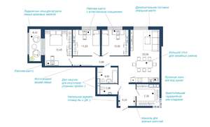 3-к квартира, вторичка, 102м2, 12/22 этаж