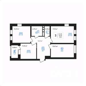 3-к квартира, вторичка, 78м2, 2/8 этаж