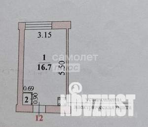 Студия квартира, вторичка, 17м2, 2/5 этаж