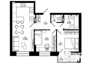 3-к квартира, вторичка, 53м2, 10/15 этаж