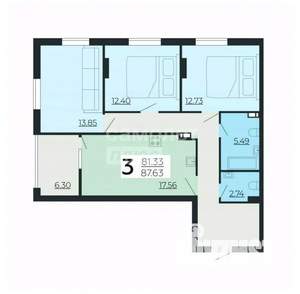 3-к квартира, вторичка, 88м2, 10/24 этаж