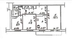 3-к квартира, вторичка, 64м2, 1/10 этаж