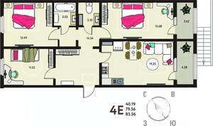 3-к квартира, вторичка, 84м2, 1/18 этаж