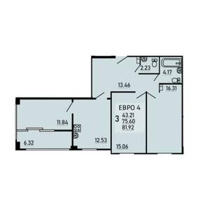 3-к квартира, вторичка, 82м2, 8/25 этаж